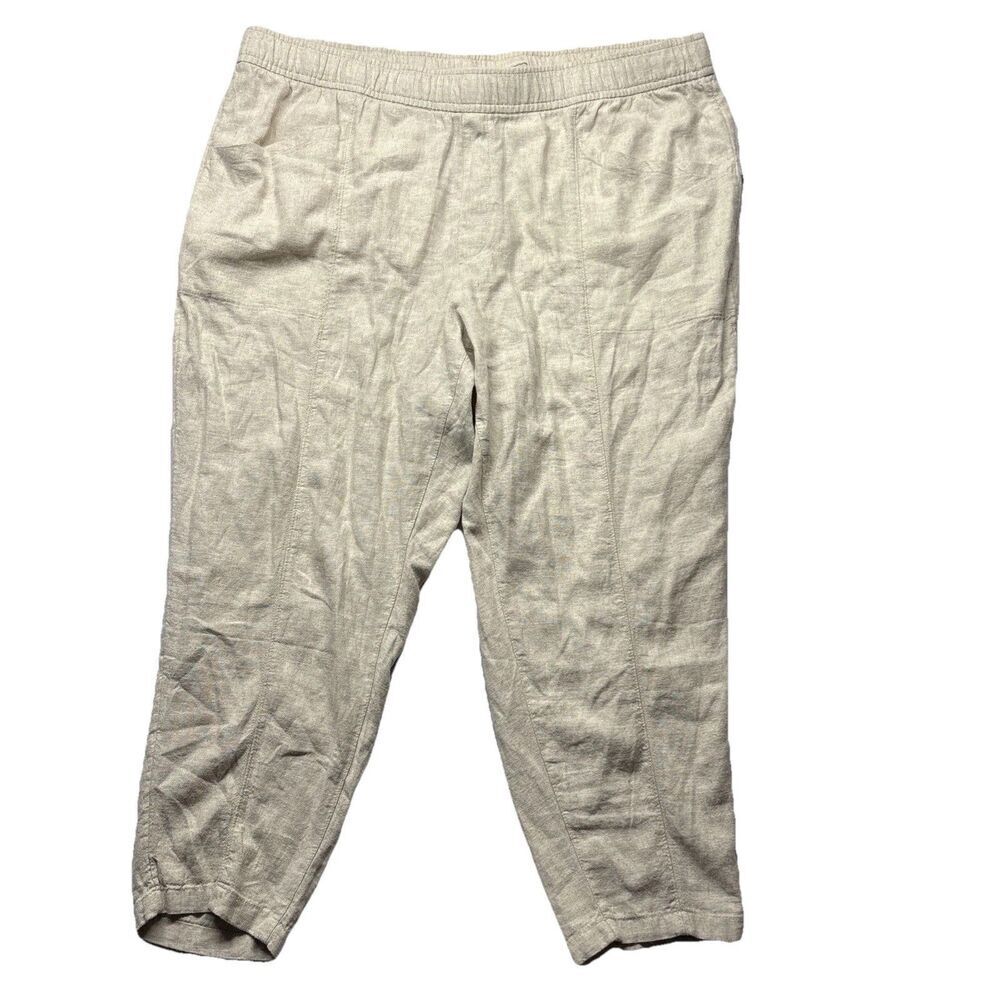 Old Navy Linen Blend Taper Flax Pants Beige Size 3X Drawstring Waist Soft NWT